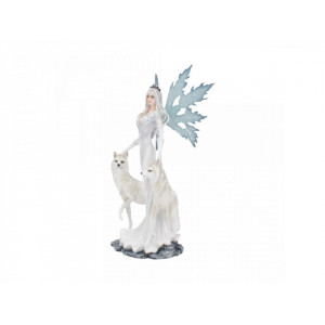 Statueta zana si lupi albi Aura 24 cm - Img 2