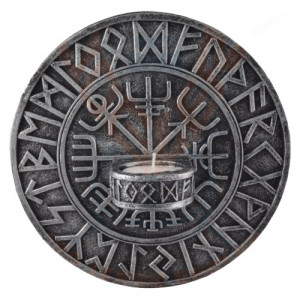Suport lumanare pentru perete Busola Vikinga - Vegvísir 19cm - Img 5