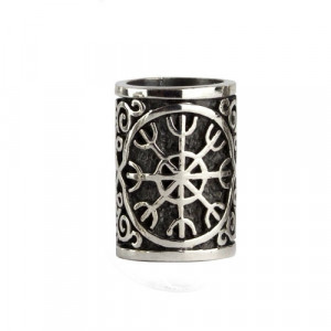 Bijuterie Viking pentru Barba cu Aegishjalmur din Argint, diametru 0.6 cm