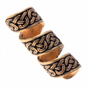 Bijuterie vikinga pentru barba/par din bronz Spirala cu nod celtic, diametru 6 mm