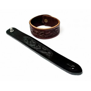 Bratara Medievala din Piele cu Model Tribal – Stil Viking Fantasy 3cm - Img 2
