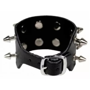 Bratara piele naturala 2 Rows Killer Studs 4cm x 24cm - Img 2