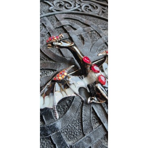Brosa-pandantiv Dragon Argintiu cu cristale – putere si protectie, 9 cm - Img 3