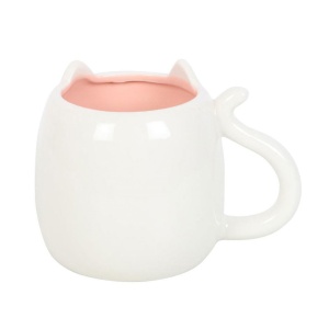 Cana ceramica Pisicuta alba, capacitate 500 ml - Img 3