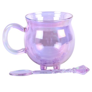 Cana din sticla cu perete dublu si lingurita Cazanul Vrajitoarelor 14 cm - Img 3