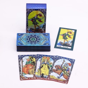 Carti de Tarot Mandala cu brosura, 78 carti cu folie blue gold - Img 2