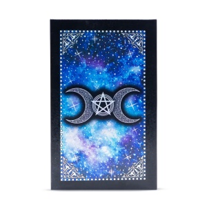 Carti de Tarot Moon Face cu ghid, 78 carti cu folie albastra - luna si simboluri magice - Img 2