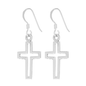 Cercei lungi din argint Cruci Decupate 1.8 cm