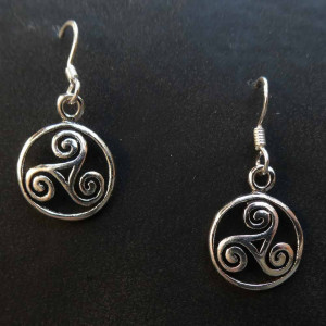 Cercei lungi din argint Triskelion 3cm