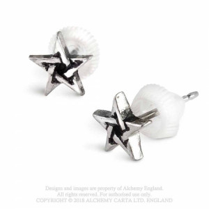 Cercei mici cu surub si tija Pentagram Studs - Img 2