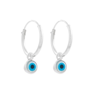 Cercei rotunzi din argint Ochiul Protector (Evil Eye) 4mm