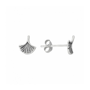 Cercei studs din argint frunza Ginkgo Biloba 8.2 mm