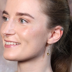 Cercel din argint pe ureche, earcuff Frunza 8 mm - Img 2