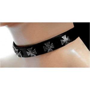 Choker piele naturala Crucea de fier 1.8 cm - Img 1