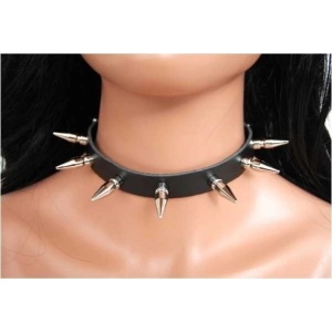 Choker piele naturala cu tinte Killer Studs 2.5cm - Img 2