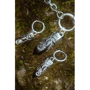 Colier la baza gatului Dark Forest Crystal Fern cu cristal negru placat cu argint 925 - Img 7