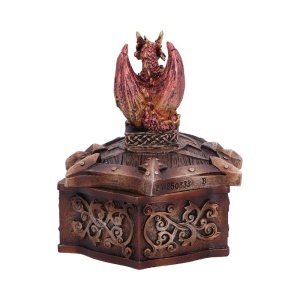 Cutie pentru bijuterii dragon rosu Hoard Defender – decor gotic fantasy ( 10.5 cm ) - Img 3