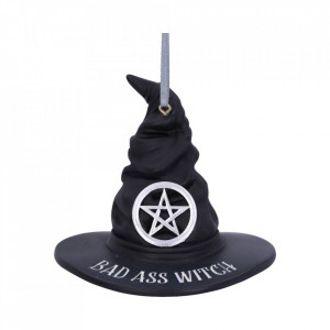 Decoratiune cu agatatoare palarie vrajitoare Bad Ass Witch 9 cm - Img 1