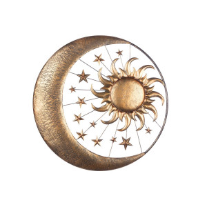 decoratiune din metal pentru perete in forma combinata a lunii, soarelui si stelelor