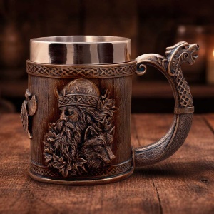 Halba finisaj bronz Viking Valhalla,11.7 cm, cupa din inox - Img 7