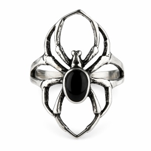 Inel argint 925 paianjen cu onix negru – inel gotic statement 2.5 cm