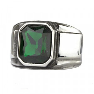 Inel otel inoxidabil cu piatra de zirconiu verde Simply Green 1.6cm