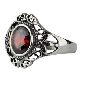 Inel otel inoxidabil Red Victorian Goth 1.7cm