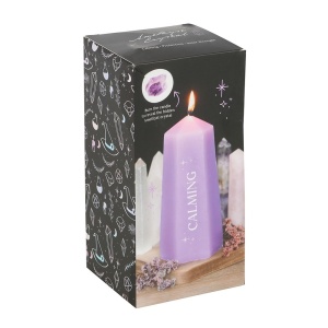Lumanare mov cu cristal Ametist, pentru ritualuri de relaxare, 15cm - Img 4