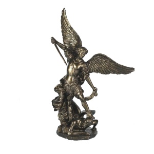 Mini statueta Arhanghelul Mihail, finisaj bronz, 10 cm