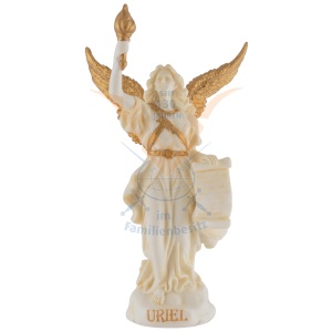 Mini statueta Arhanghelul Uriel, finisaj alb marmura si auriu, 11 cm - Img 2