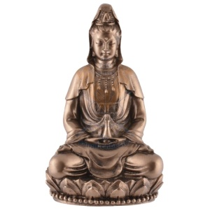 Mini statueta finisaj bronz zeita asiatica Guan Yi, zeita compasiunii 8 cm