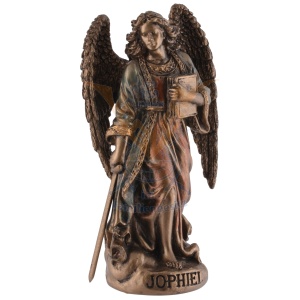 Mini statueta Jophiel, arhanghelul frumusetii divine si al intelepciunii, finisaj bronz, 9 cm - Img 2
