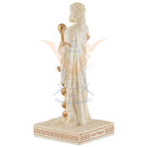 Mini statueta rasina cu finisaj alb marmura, mitologia greaca, Esculap, zeul medicinei - Img 4