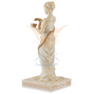 Mini statueta rasina cu finisaj alb marmura, mitologia greaca, Hygieia, zeita sanatatii - Img 6