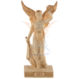 Mini statueta rasina cu finisaj alb marmura, mitologia greaca, Nike, zeita victoriei
