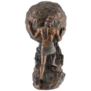 Mini statueta rasina cu finisaj bronz, mitologia greaca, Sisif si Lupta Eterna - Img 4