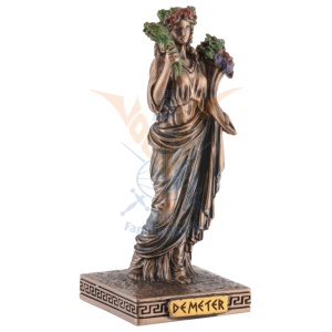 Mini statueta rasina cu finisaj bronz, mitologia greaca, zeita recoltei Demeter - Img 2