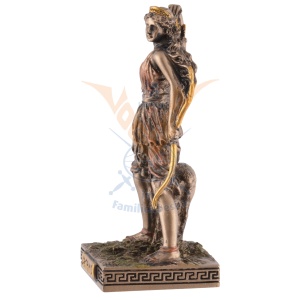Mini statueta rasina cu finisaj bronz, mitologia greaca, zeita vanatorii Artemis - Img 4