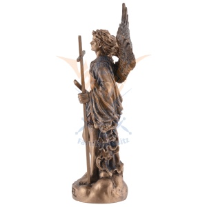 Mini statueta Zadkiel, arhanghelul iertarii, finisaj bronz, 10 cm - Img 7