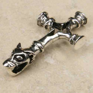 Pandantiv argint Cruce cu cap de lup 4.5cm - Img 2