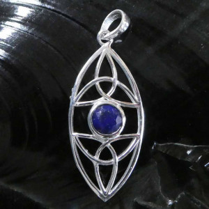 Pandantiv argint cu piatra semipretioasa Noduri celtice cu Lapis Lazuli 4cm - Img 2