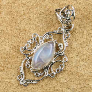 Pandantiv argint Ornament cu piatra Lunii 4.2cm - Img 2