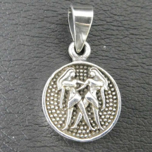 Pandantiv argint semn zodiacal Gemeni 2.5cm - Img 1