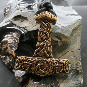 Pandantiv bronz Ciocanul lui Thor cu nod celtic 5cm - Img 2