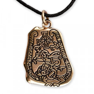 Pandantiv bronz Piatra cu Rune 3.1cm - Img 1