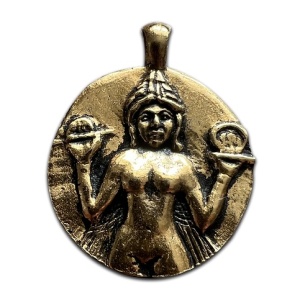 Pandantiv cu lantisor Goddess Coins - Ishtar – Talismanul Pasiunii, 2.5cm