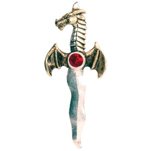 Pandantiv cu lantisor, placat cu argint, Cutit Dragon Athame, Talisman pentru Manifestare