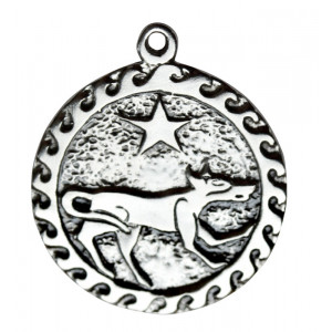 Pandantiv cu lantisor Ser Kai, placat cu argint, talisman zodiac celtic (2-24 Iulie), 2.5 cm
