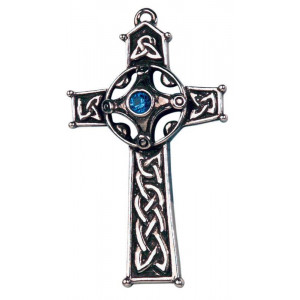 Pandantiv cu lantisor si piatra albastra in cutiuta cadou, Celtic Sorcery - Crucea lui Ambrosius