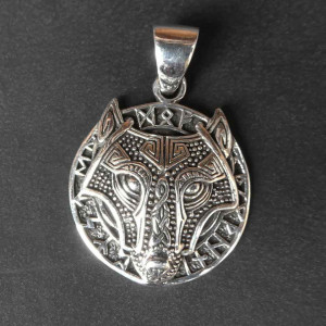 Pandantiv din argint lup Fenrir 2.8cm
